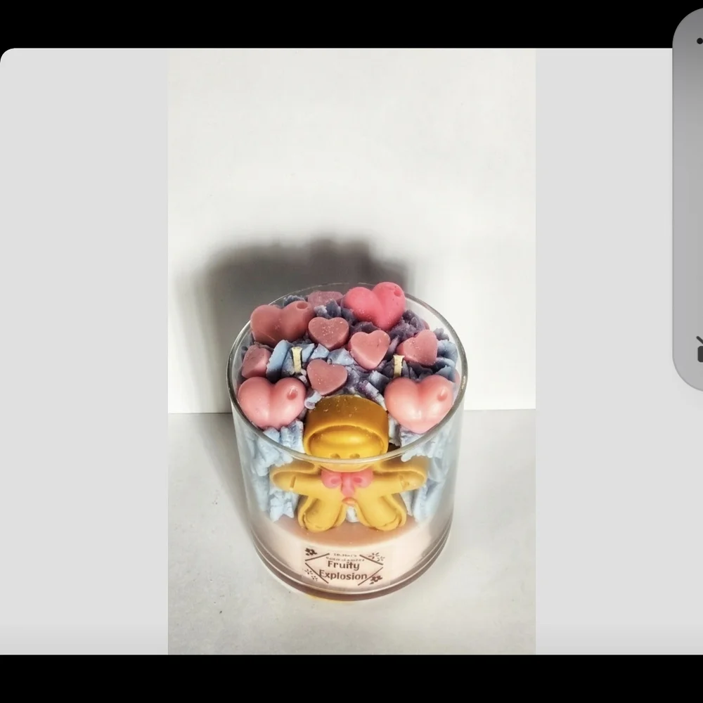 Gingerbread Man Candle with Pink and Blue Accents - Picture 2 of 3